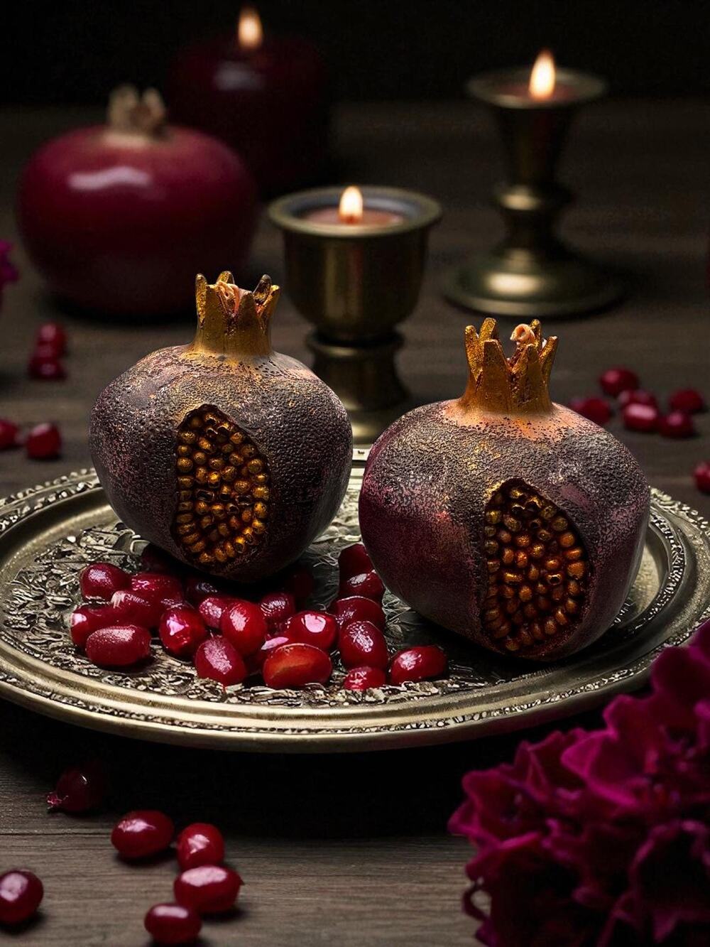 Pomegranate Candle for Persephone or Hades Altar & Gothic Decor, Witchy Gifts